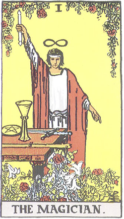 Red Roses in The Magician Tarot card